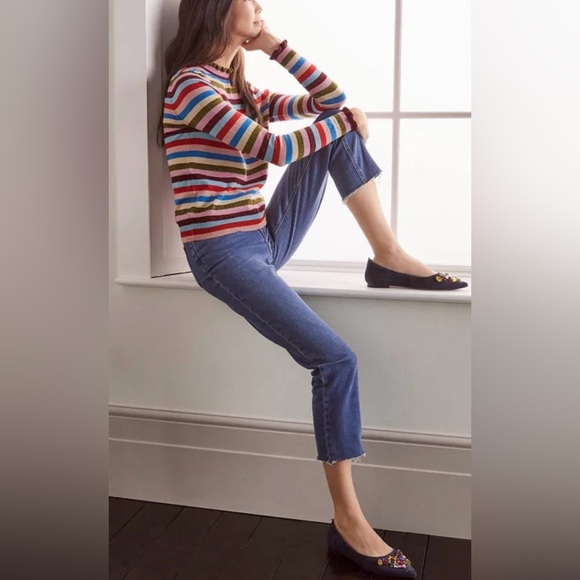 Boden Women’s Lara Sparkle Striped Cotton Blend Sweater Jumper Size 8 - Picture 3 of 16